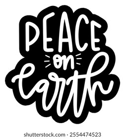 peace on earth merry christmas black vector graphic design and cut file