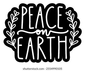 peace on earth merry christmas black vector graphic design and cut file