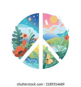 Peace on the Earth. Vector hand drawn illustration