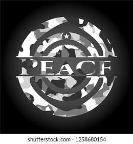 Peace on grey camouflage pattern