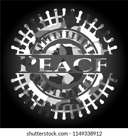 Peace on grey camouflaged pattern