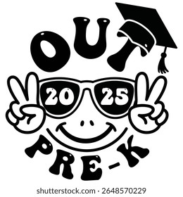 Peace Out Pre-K Retro Graduation Last Day Of Pre K Preschool T-Shirt