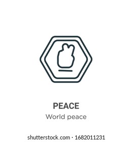 Peace outline vector icon. Thin line black peace icon, flat vector simple element illustration from editable world peace concept isolated stroke on white background