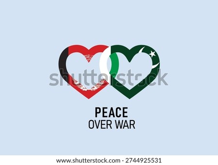 Peace Over War Concept with Pakistan and Afghanistan Flags in Heart Shape Vector Illustration