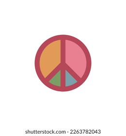 Peace pacific symbol Colorful logo icon sign Groovy hippie music style Vintage 60s 70s 80s 90s design Fashion print for clothes greeting invitation card banner flyer poster banner fabric textile ad