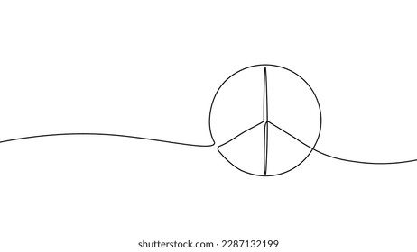 Peace pacifism symbol. Art one line continuous line graphic element. White background doodle anti war simple retro icon vector illustration