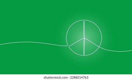 Peace pacifism symbol. Art one line continuous line graphic element. Green background doodle anti war simple retro icon vector illustration