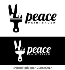peace paint brush logo design