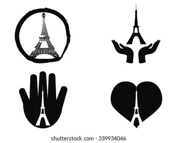peace for Paris icons set