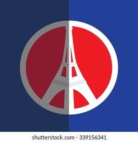 Peace for Paris symbol Eiffel Tower. Pray for the victims of terrorism attack vector.