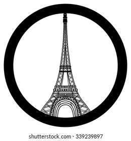 Peace for Paris symbol Eiffel Tower. Pray for the victims of attack vector.