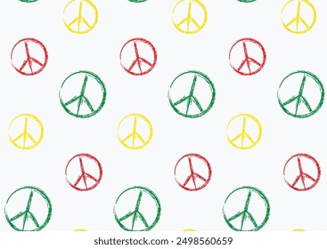 peace pattern yellow green red vector design isolated white background