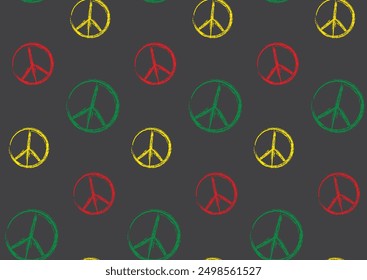 peace pattern yellow green red vector design isolated black background