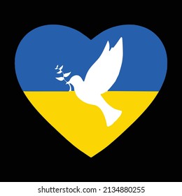 Peace Pigeon Bird On The Background Of The Ukrainian Flag Symbol Vector Illustration