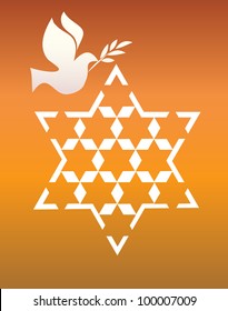 peace pigeon with david star on orange
