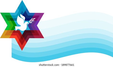 peace pigeon on background of blue waves