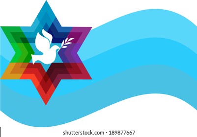 peace pigeon on background of blue waves