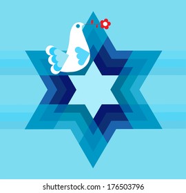 peace pigeon with star on blue