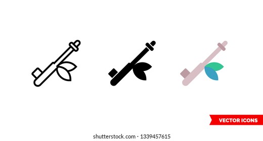 Peace pipe icon of 3 types: color, black and white, outline. Isolated vector sign symbol.