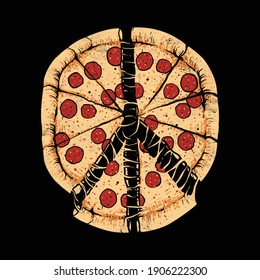 Peace and pizza food graphic illustration vector art t-shirt design