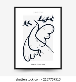 Peace Poster vector template. Editable card for print, interior. Yellow and Blue color.