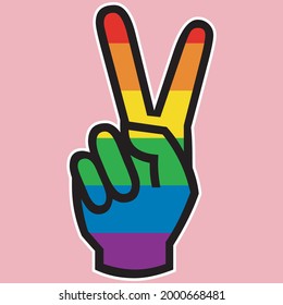 Peace Pride Rainbow Hand, LGBTQ+, Queer Positive, Symbol