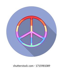 Frieden, Regenbogen, stolzer Tag lange Schattensymbol. Einfache farbige Vektorillustration von Welttagesymbolen für i und ux, website oder mobile Applikationen