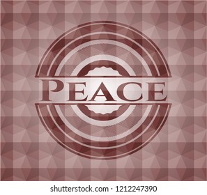 Peace red badge with geometric background. Seamless.