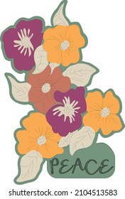 Peace Retro groovy you're so golden slogan with vintage hippie flowers and sunshine for girl tee t shirt and sticker
