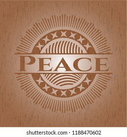 Peace retro style wooden emblem