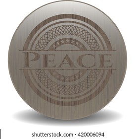 Peace retro style wooden emblem