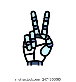 peace robot hand gesture color icon vector. peace robot hand gesture sign. isolated symbol illustration