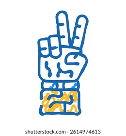 peace robot hand gesture doodle icon sketch vector. peace robot hand gesture sign. isolated symbol illustration