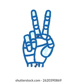 peace robot hand gesture doodle icon sketch vector. peace robot hand gesture sign. isolated symbol illustration
