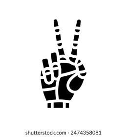 peace robot hand gesture glyph icon vector. peace robot hand gesture sign. isolated symbol illustration