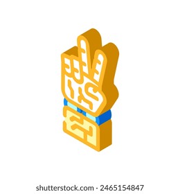 Peace Robot Hand Gesture isometrische Ikone Vektorgrafik. Peace Robot Hand Gesture Zeichen. Isolierte Symbol Illustration