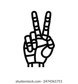 peace robot hand gesture line icon vector. peace robot hand gesture sign. isolated contour symbol black illustration