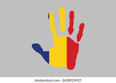 Peace for Romania with flag, Flag of Romania national country symbol illustration Vector, Rectangle Romania flag illustration, Flat vector illustration
