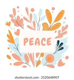 Peace in Romantic Flower Floral Florist Love Wreath Frame Background