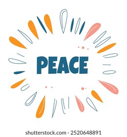 Peace in Romantic Flower Leaves Circle Frame Background
