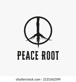 Peace root symbol logo icon vector on white background