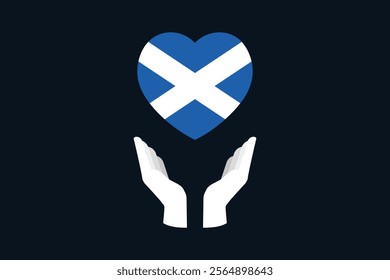 Peace for Scotland with flag, Flag of Scotland national country symbol illustration Vector, Rectangle Scotland flag illustration, Flat vector illustration
