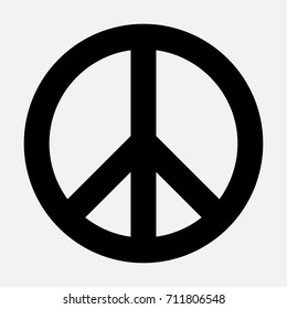 Peace Sign, Black Isolated Icon, Vector Illustration.