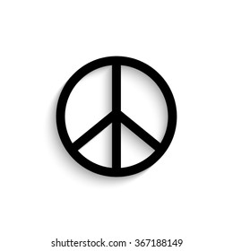 Peace sign - black vector  icon with shadow