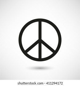 Peace sign - black vector  icon with shadow