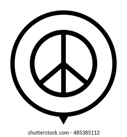 Peace sign - black vector  icon; map pointer