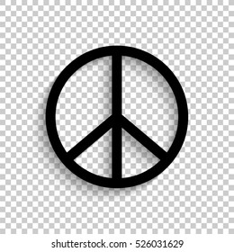 Peace sign - black vector  icon with shadow