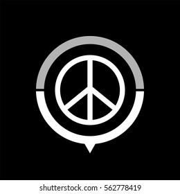 Peace sign  - black vector icon