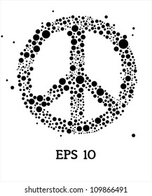  Peace sign black and white design