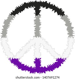 Peace sign in colors of the asexual flag with rough effect, vector